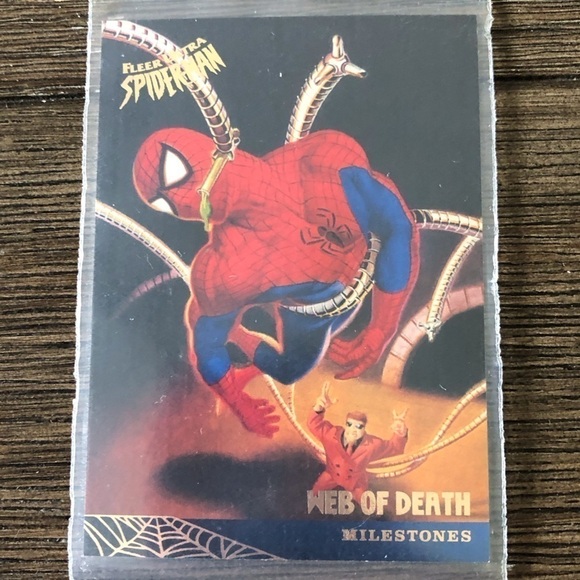 ’95 Marvel Fleer Ultra Spider-Man trading card: Milestones: Web of Death #96 - Picture 1 of 2
